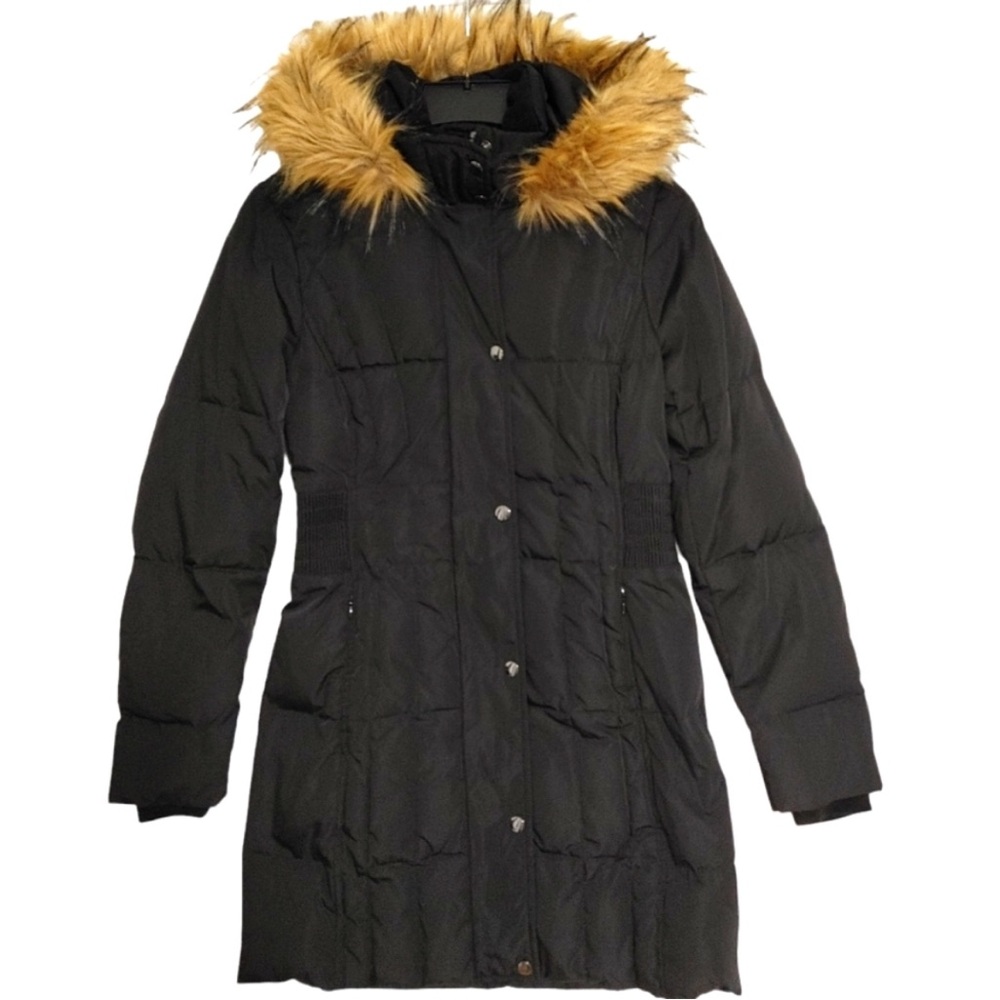 G.H. Bass & Co. Black Puffer Jacket with Tan Faux Fur Hood